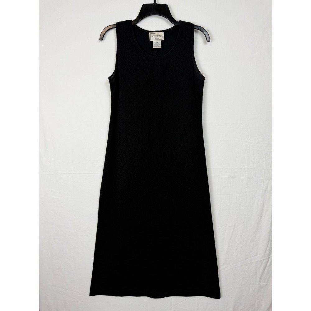 Karin Stevens Sleeveless Maxi Dress Womens 8P Black Textured Crepe Column 536938